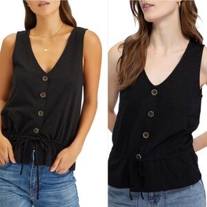 Sanctuary Heartstring Button Tank Black Cropped Sleeveless Y2K Style Top
